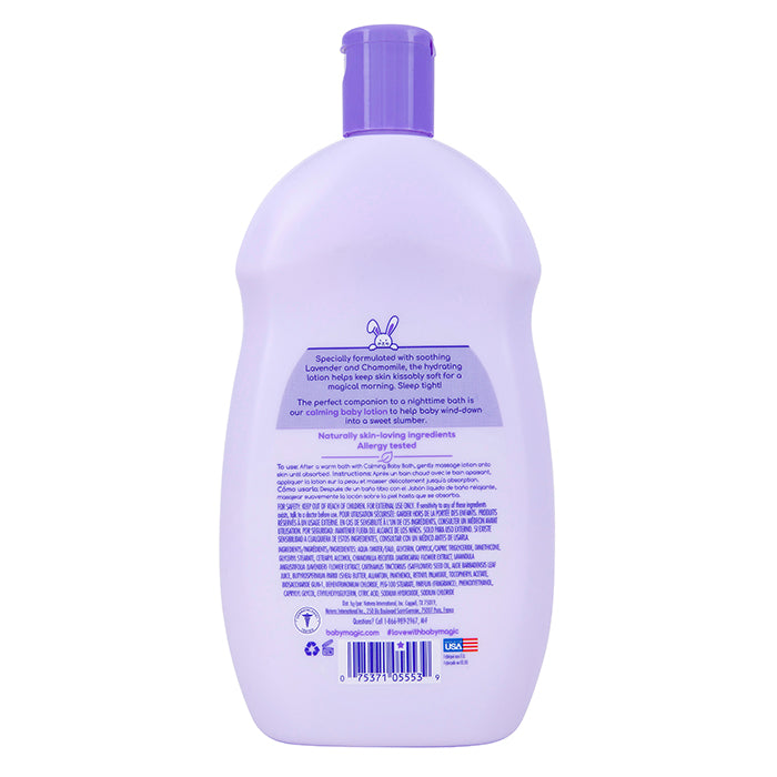 Back label of Baby Magic Calming Baby Lotion Lavender and Chamomile scent
