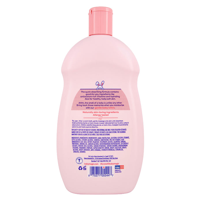 Back label of Baby Magic Gentle Baby Lotion Original Baby Scent